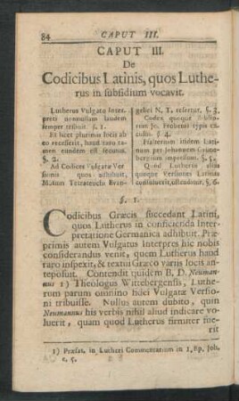 Caput III. De Codicibus Latinis, quos Lutherus in subsidium vocavit.