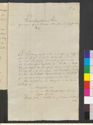 Brief von Schütz, Johann Heinrich Friedrich an Goethe, Johann Wolfgang von