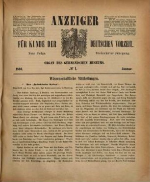 Anzeiger für Kunde der deutschen Vorzeit : Organ d. Germanischen Museums. 13, 13. 1866