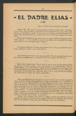 El padre Elías : (Diario de Elías cuando principiaba el budado)
