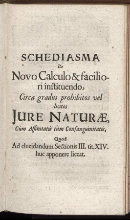 Schediasma De Novo Calculo & faciliori instituendo [...]