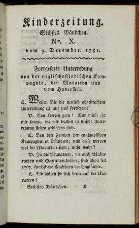 Nro. X. vom 3. December 1781