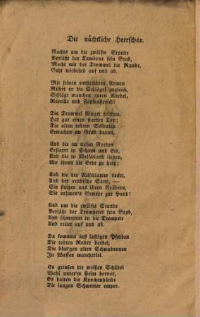 Die nächtliche Heerschau : Gedicht