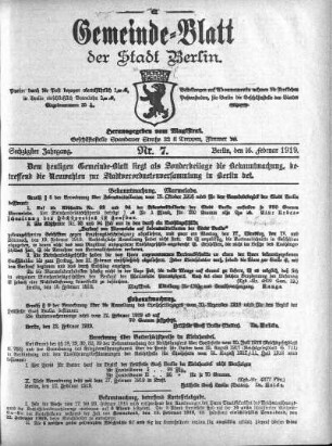1919,7: Nr. 7, 16. Februar 1919