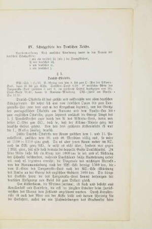 IV. Schutzgebiete des Deutschen Reichs