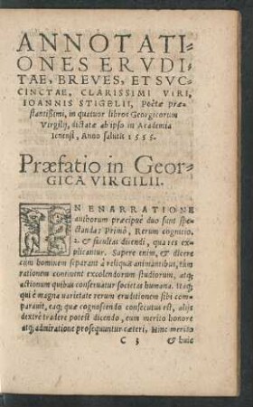 Annotationes Eruditae, Breves, Et Succinctae, Clarissimi Viri, Ioannis Stigelii ... in quatuor libros Georgicorum Virgilii ...