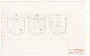 Zentralbibliothek der Landbauwissenschaft, Bonn Neubau: Typ C-A, Grundriss, Raster 1.OG, 2.OG, Dach, 1:200
