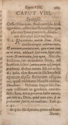 Caput VIII. Synopsis. Cessat Diluvium. Noe cum suis Arca egreditur: ...