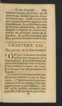 Chapitre VII. Des parties de la Souverainete.