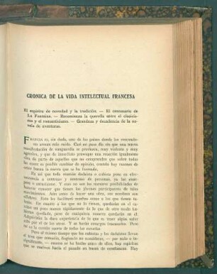 Crónica de la vida intelectual francesa