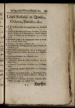 Libri Residui in Quarto, Octavo, Duodec. &c.
