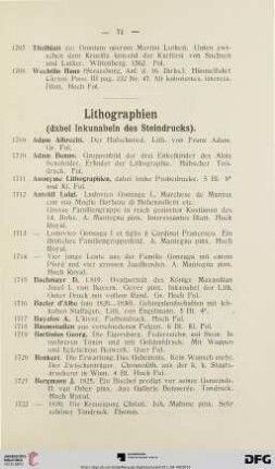 Lithographien, dabei Inkunabeln (Nr. 1709-1881)