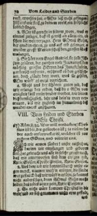 VIII. Vom Leiden und Sterben Jesu Christi. - IX. Vom Begräbniß Jesu Christi.