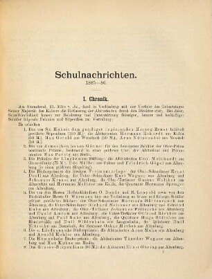 Nachricht von dem Herzoglichen Friedrichs-Gymnasium zu Altenburg : über das Schuljahr Ostern ... bis Ostern .... 1885/86