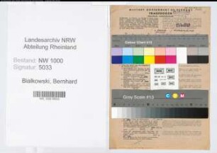 Entnazifizierung Bernhard Bialkowski, geb. 26.08.1907 (Verwaltungsangestellter)