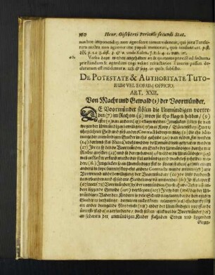 De Potestate & Authoritate Tutorum Vel Eorum Officio. Art. XXII.