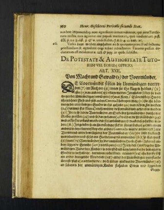De Potestate & Authoritate Tutorum Vel Eorum Officio. Art. XXII.