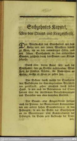 Sechzehntes Kapitel. Von dem Staats- und Kriegssekretär
