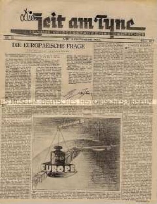 Lagerzeitung des Kriegsgefangenenlagers Camp No. 18 (Featherstone Park Camp Haltwistle) u.a. zur Zukunft Europas