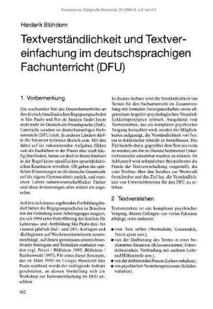 Textverständlichkeit und Textvereinfachung im deutschsprachigen Fachunterricht (DFU)