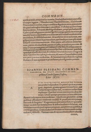Ioannis Sleidani Commentariorum ... Liber XIII.