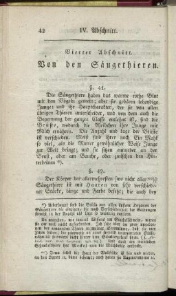 Vierter Abschnitt. Von den Säugethieren.