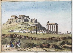 'Athen - Fried(rich) v. Martens in Paternion' Radierung, teilweise aquarelliert