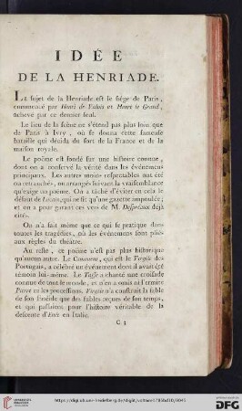 Idée de la Henriade