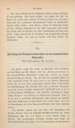502-510 Zur Frage des Religionsunterrichtes an den humanistischen Gymnasien