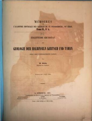 Einleitende Grundzüge der Geologie der Halbinseln Kertsch und Taman : nebst drei lithographischen Tafeln