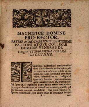 Oratio inaug. de ignorantia quae ante et sub reformationis tempus in Christiano fuit orbe