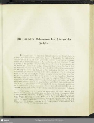 Die slavischen Ortsnamen des Königreichs Sachsen
