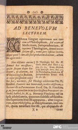Ad Benevolvm Lectorem.