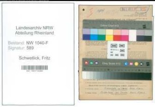 Entnazifizierung Fritz Schwetlick , geb. 26.04.1906 (Zollbeamter)