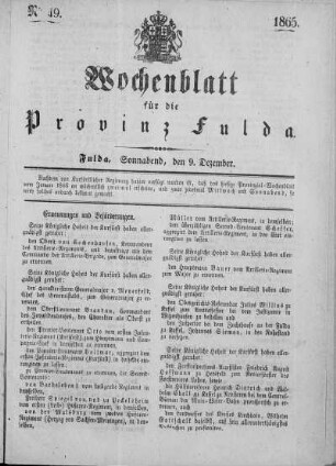 Nr. 49, Ausgabe vom 9. Dezember 1865