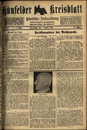Erste Ausgabe vom Donnerstag, den 07. August 1930.