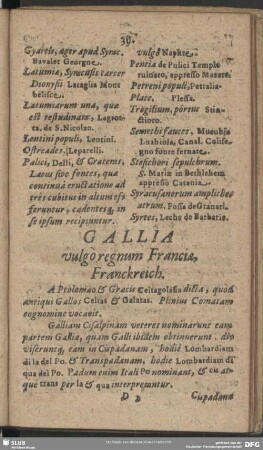 Gallia vulgo regnum Franciae Franckreich