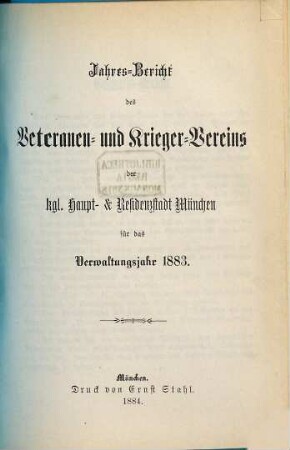 Jahresbericht : für das Vereinsjahr .... 1883 (1884)