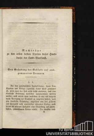 Nachträge zu den ersten beiden Theilen dieses Handbuchs der Land-Baukunst