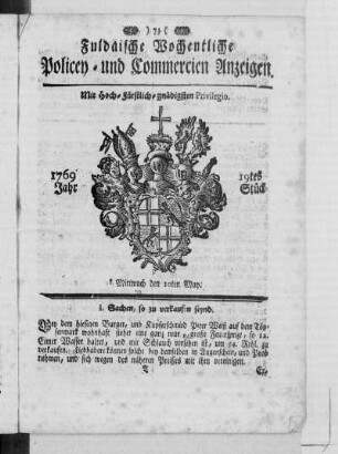 19tes Stück, Ausgabe vom 10. May 1769