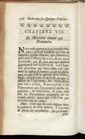 Chapitre VIII. De l´Etenduë entant que Phénomène.