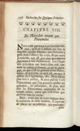 Chapitre VIII. De l´Etenduë entant que Phénomène.