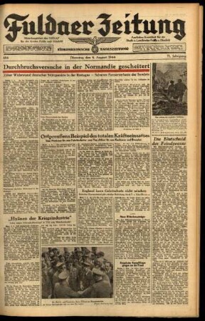 Ausgabe vom Dienstag, den 08. August 1944.
