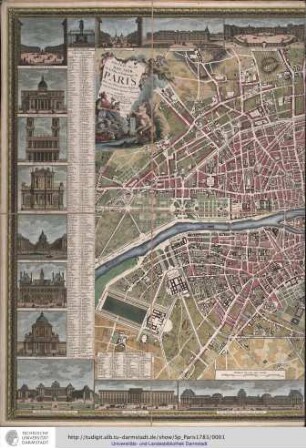 Nouveau Plan Routier De la Ville et Faubourgs de Paris Avec ses Principaux Edifices Par M. Pichon Ingénieur Géographe A Paris Chés Esnauts et Rapilly ... 1783