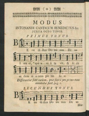Modus Intonandi Canticum Benedictus &c. Juxta Octo Tonus