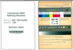 Entnazifizierung Maria Decmann, geb. 23.01.1906 ()