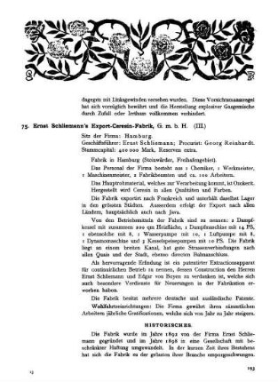 75. Ernst Schliemann's Export-Ceresin-Fabrik, G. m. b. H.