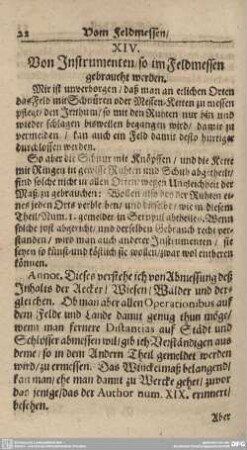 XIV. Von Instrumenten/so im Feldmessen gebraucht werden.