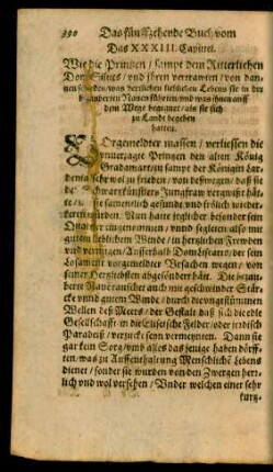 Das XXXIII. [XXXVIII.] Capittel. Wie die Printzen/ sampt dem Ritterlichen Dom Silves/ und ihren vertrawten/ von dannen schieden/ ...