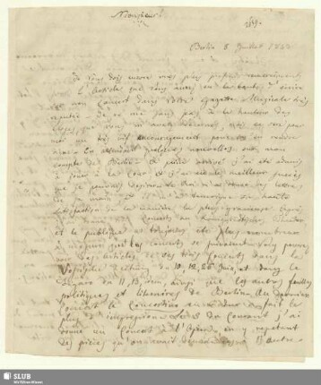 10: Brief von Antonio Bazzini an Robert Schumann - Mus.Schu.10